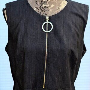 Calvin Klein size 14 Runway Blue Denium-type color Dress w/ LOGO Zipper